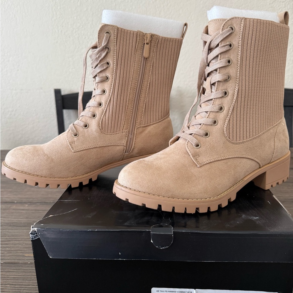 Torrid Tan Lace-Up Moto Boots